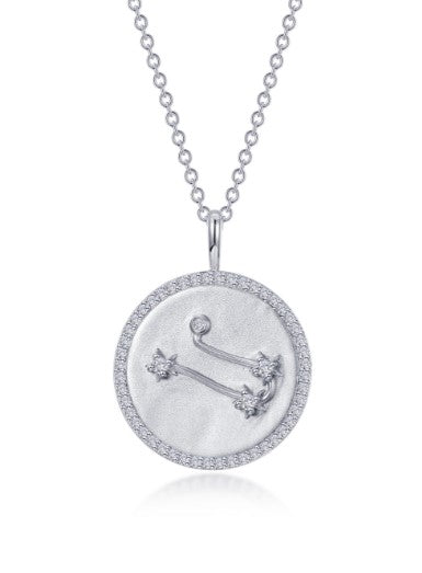 SS Bonded w/ Plat 0.54ctTW Gemini Zodiac Constellation Coin Necklace 20"