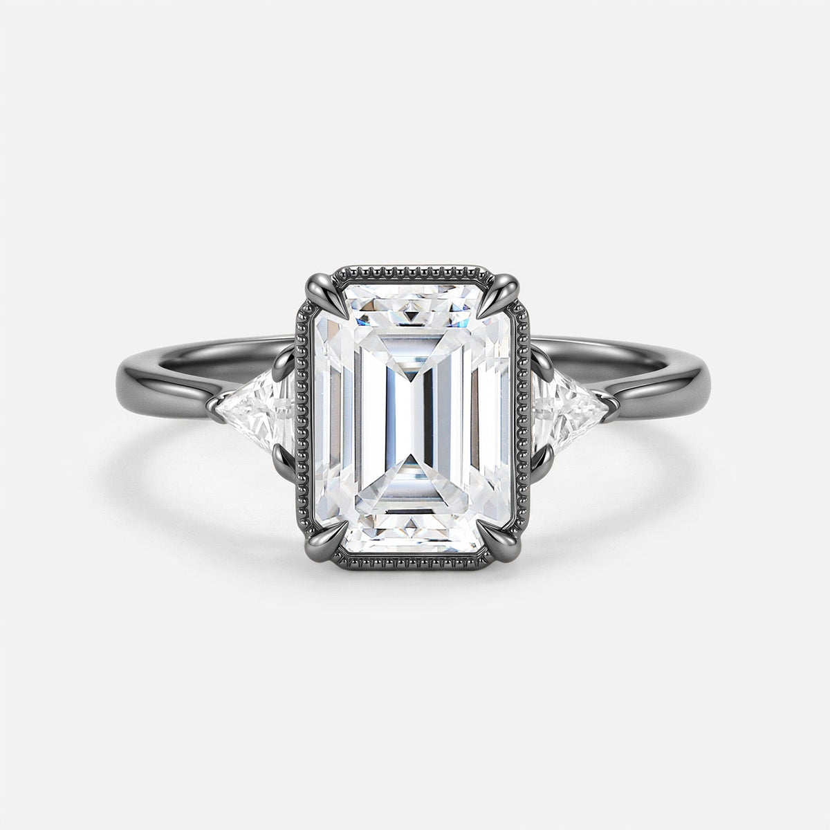 Luminous Reverie - Emerald Cut Moissanite Minimalist Engagement Ring - Belladonna