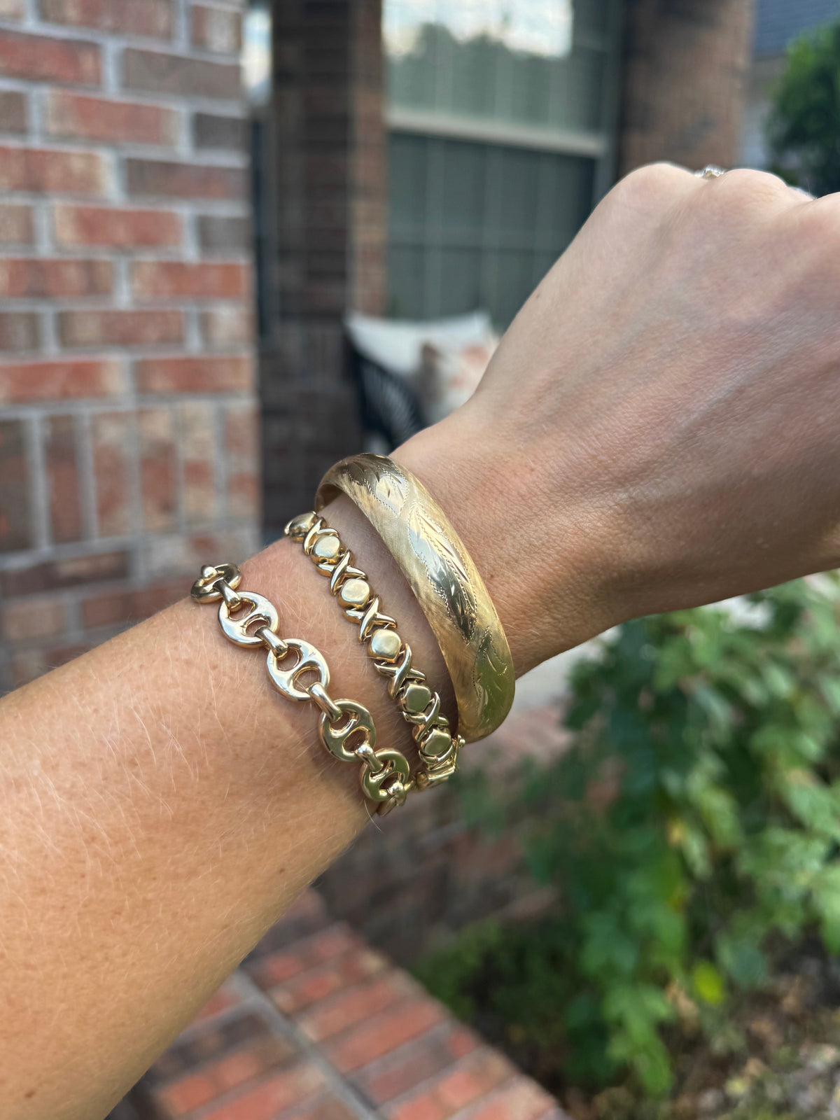 Vintage 14k Puffy Brushed Mariner Link Bracelet