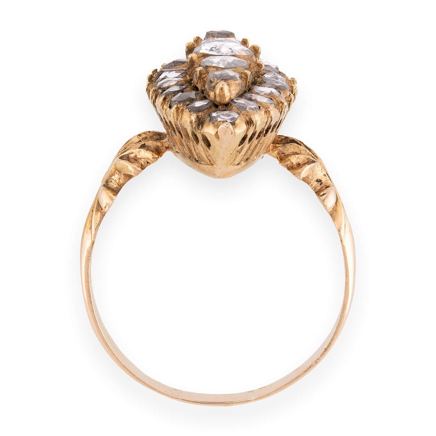 Victorian 14k Diamond Navette Ring