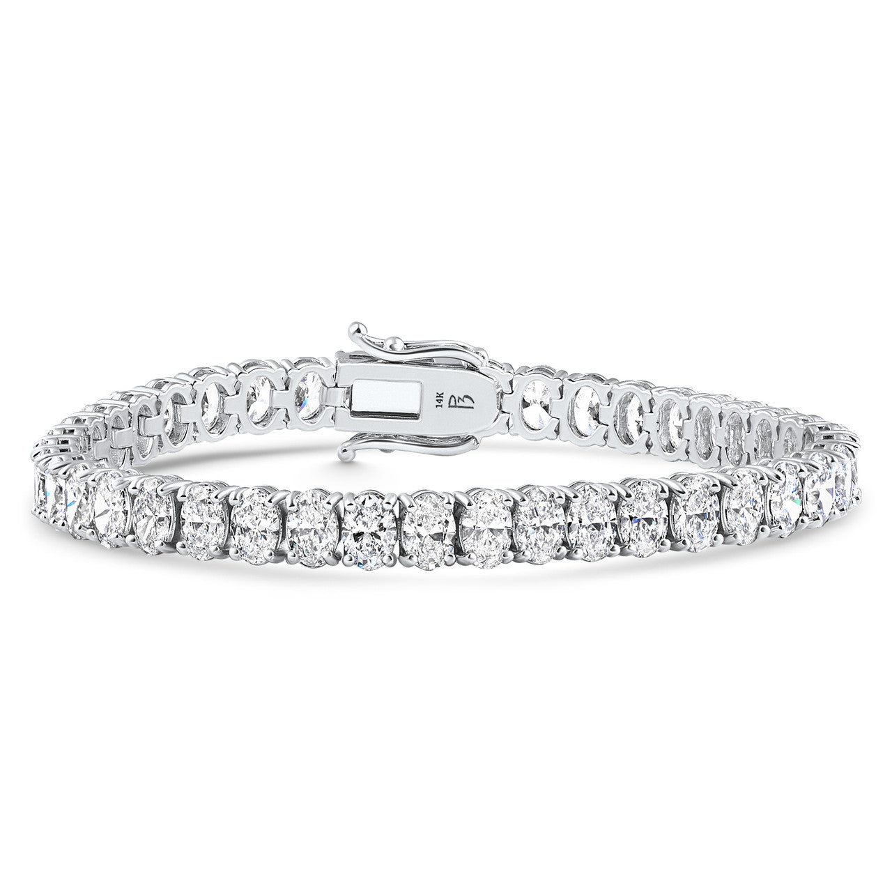 16Ct TW Oval Diamond Tennis Bracelet 14k Gold 7" Lab Grown