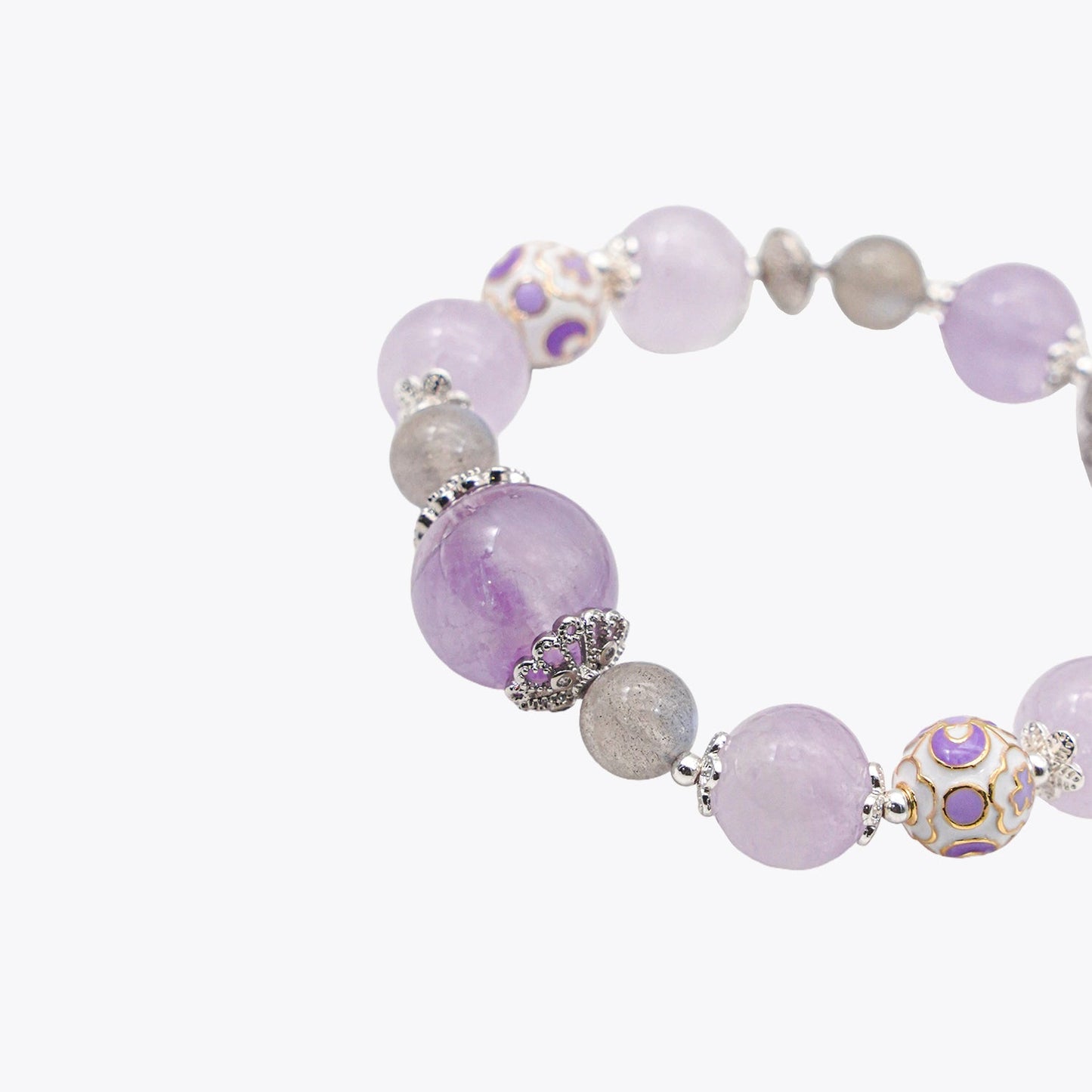 Snow-Kissed Iris & Moonlight Crystal Bracelet