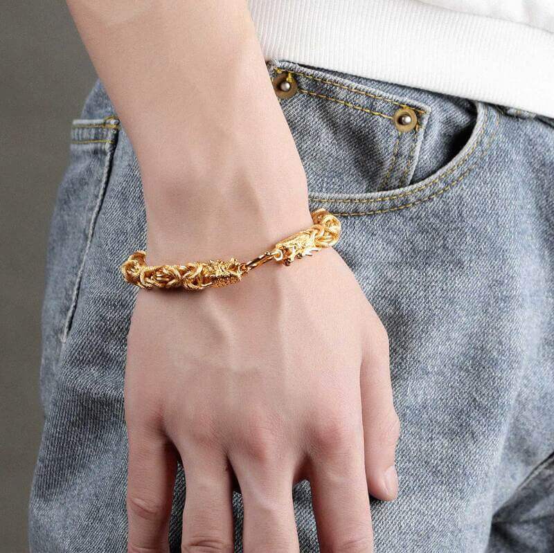 Gold Dragon Bracelet for Protection and Good Luck