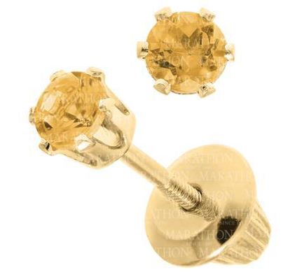 Children's 14KY Citrine Screw Back Earrings