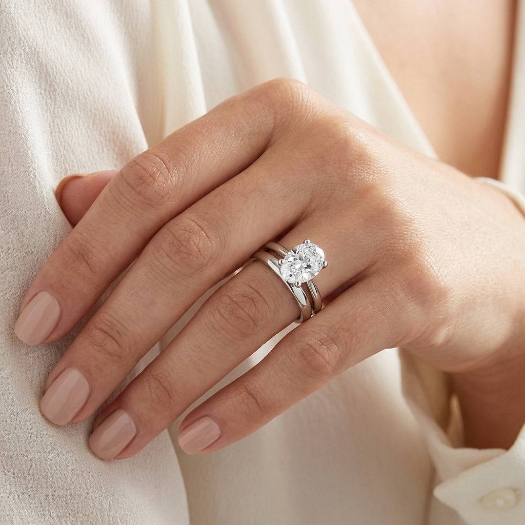 5 Carat Oval Lab Grown Diamond Engagement Ring | 14K White Gold
