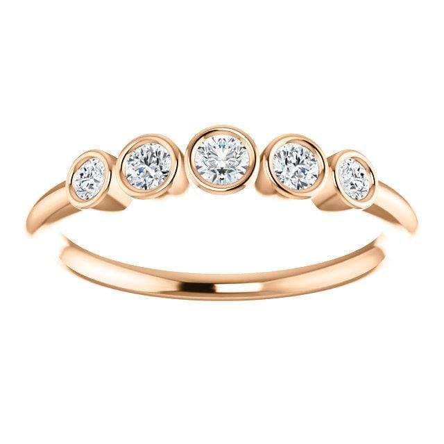 Fiona Band - Graduated Blue or White Sapphire Five Bezel Stacking Anniversary Ring