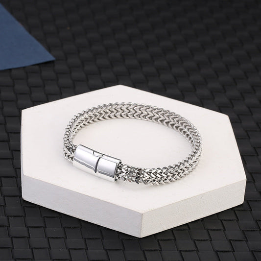 Fortune Jewel Fish Scale Magnetic Buckle Titanium Steel Balance Bracelet Bangle