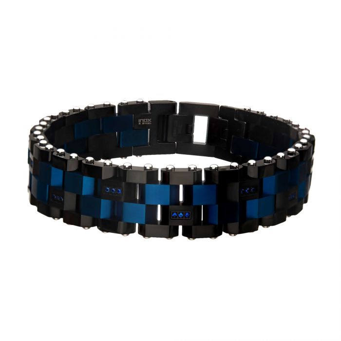 Blue & Black IP Stainless Steel Bracelet