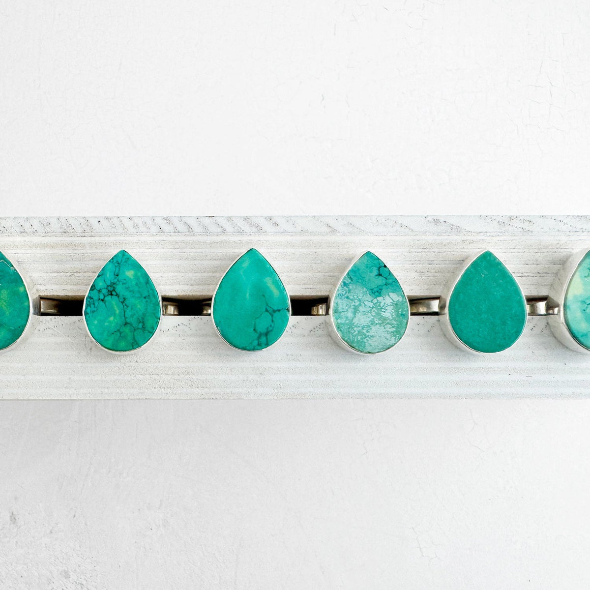 Natural Turquoise Teardrop Ring in Gold and Silver