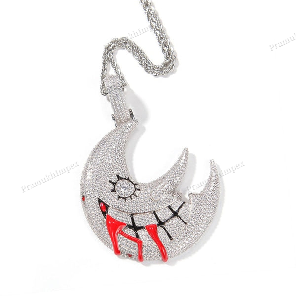 S925 Silver Moissanite Big Moon Pendant