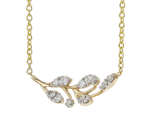 14KY Diamond Feather Necklace