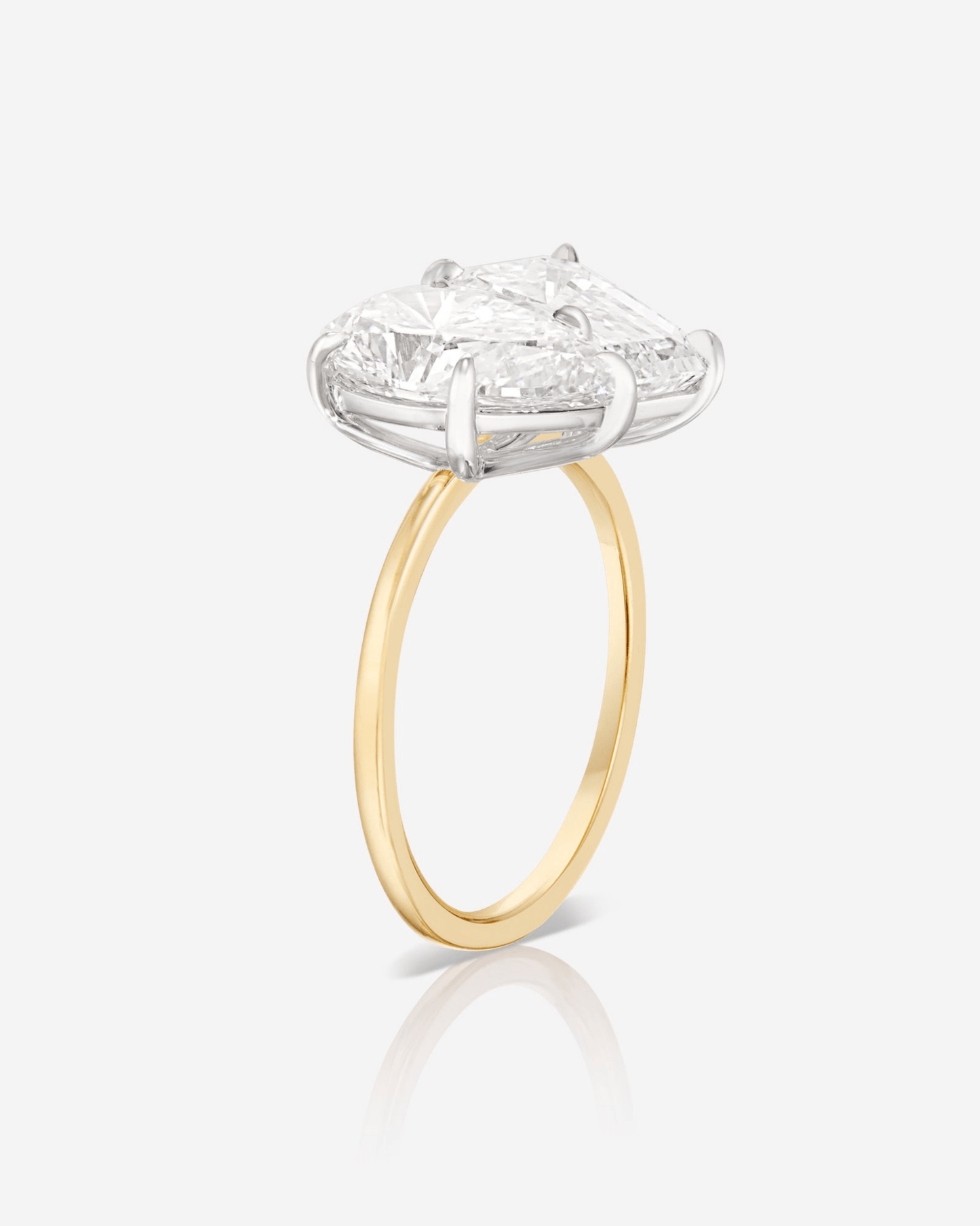 5.50 Carats Pear & Emerald Cut Two Stone Toi Et Moi Wedding Ring
