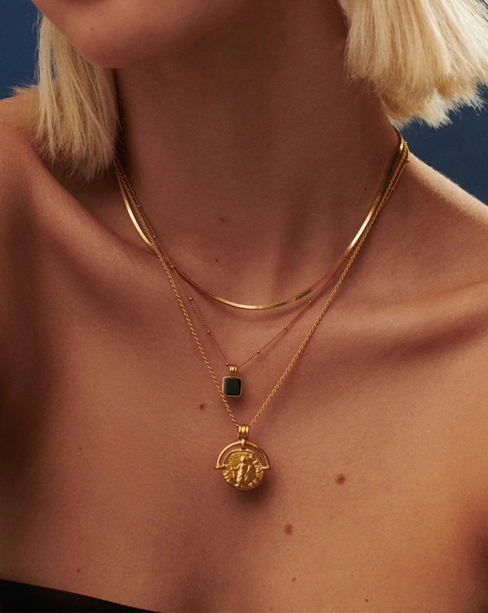 18K Gold Vermeil Square Onyx Necklace