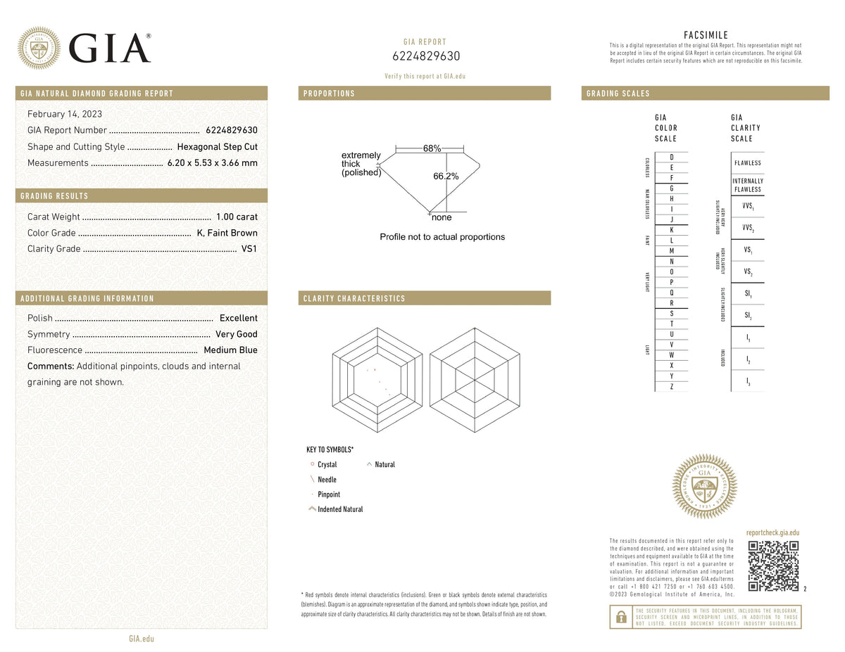 1.00ct | K/VS1 Hexagon Shape Step Cut Diamond (GIA)