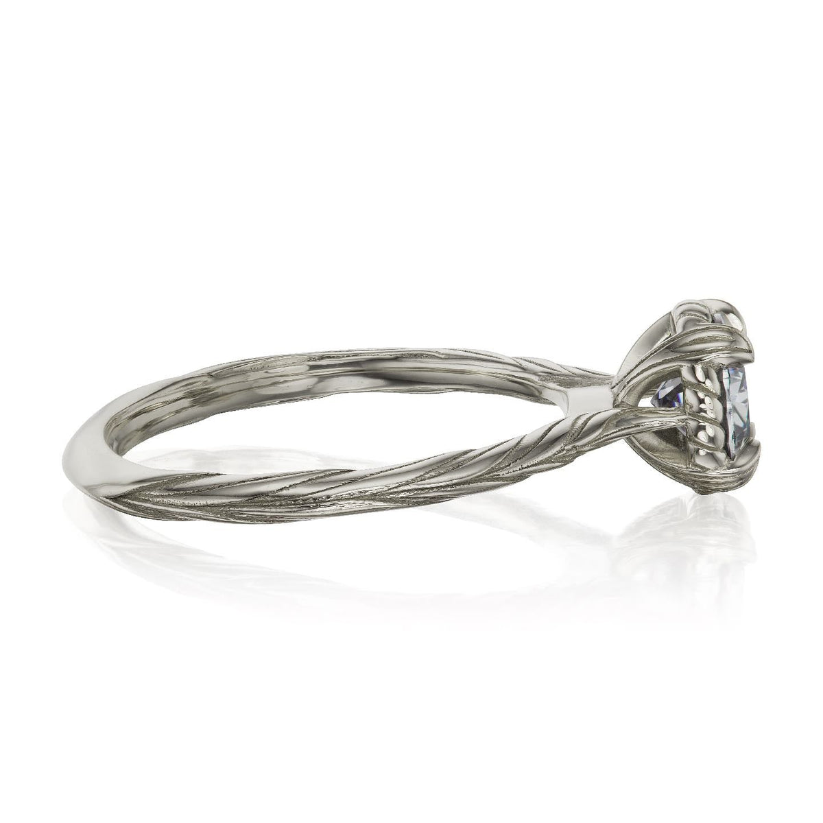 ・SIENNA・ Charles & Colvard Grey Moissanite, Willow Leaf Band (1ct)