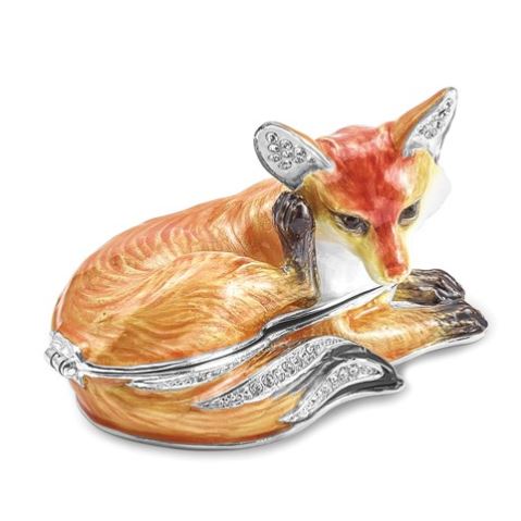 Bejeweled "Einstein" Red Fox Trinket Box with Matching Necklace