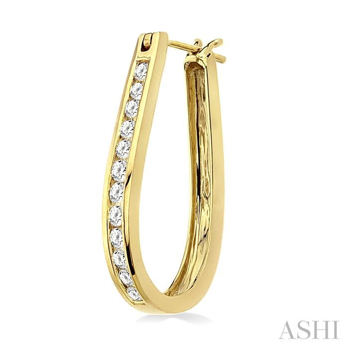 Channel Set Diamond Hoop Earrings