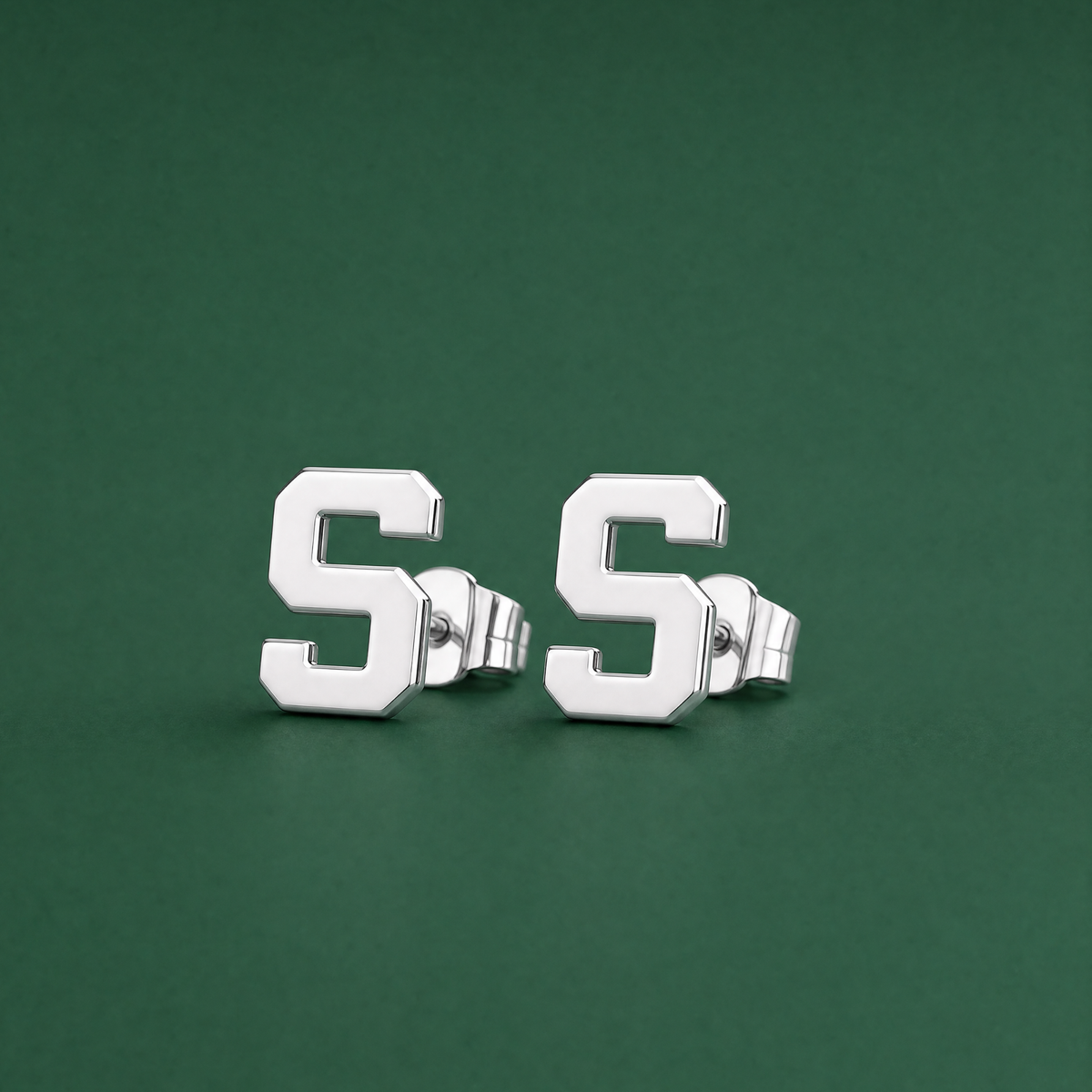 Block S MSU Stud Earrings | Sterling Silver