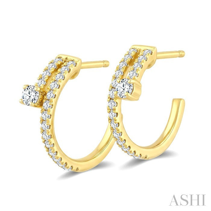 Diamond Fashion Half Hoop Earrings