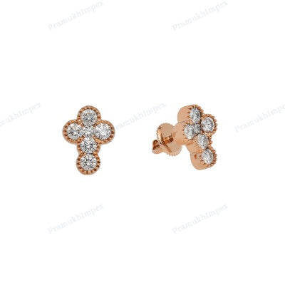925 Sterling Silver Rose Gold Plated Cross Earrings For Women