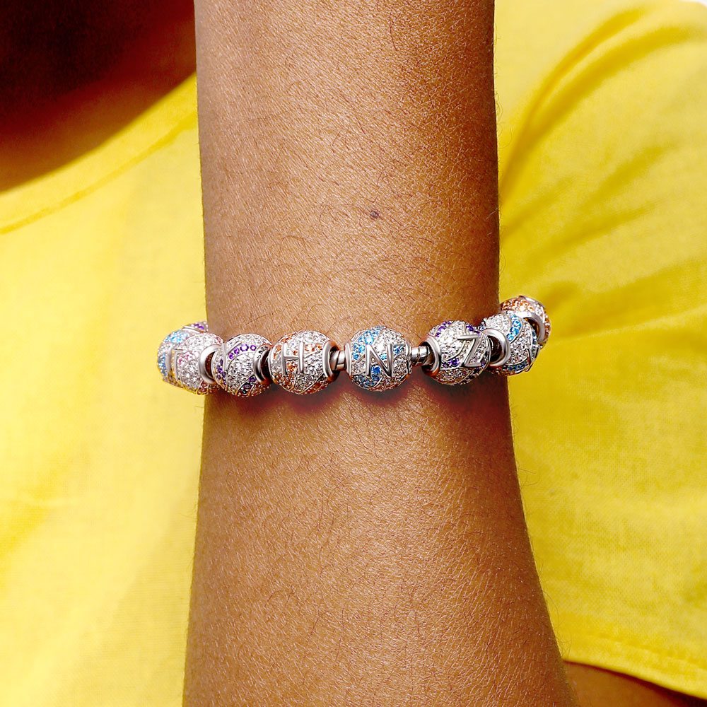 Gnoce "My Lucky Letter" Charm Platinum-plated Silver Blend