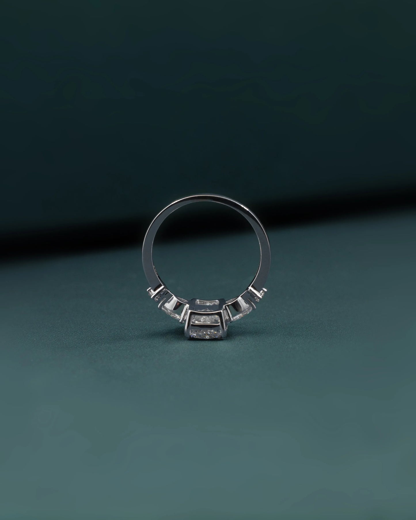 2.37 CTW Radiant Cut & Pear Side Stone Lab-Grown Diamond Three Stone Ring