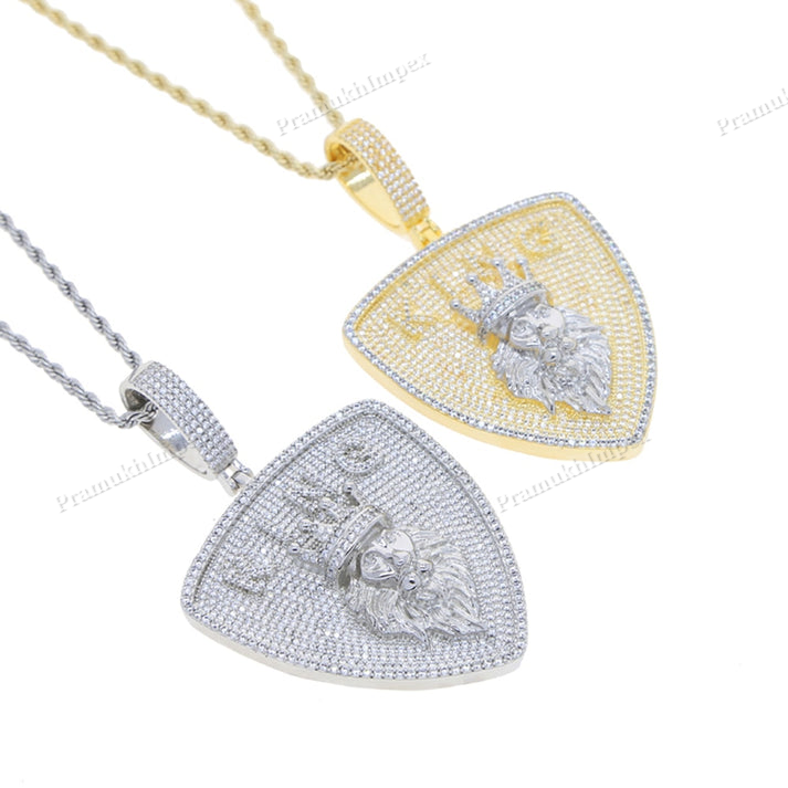 Silver Moissanite Iced Out King Crown Pendant