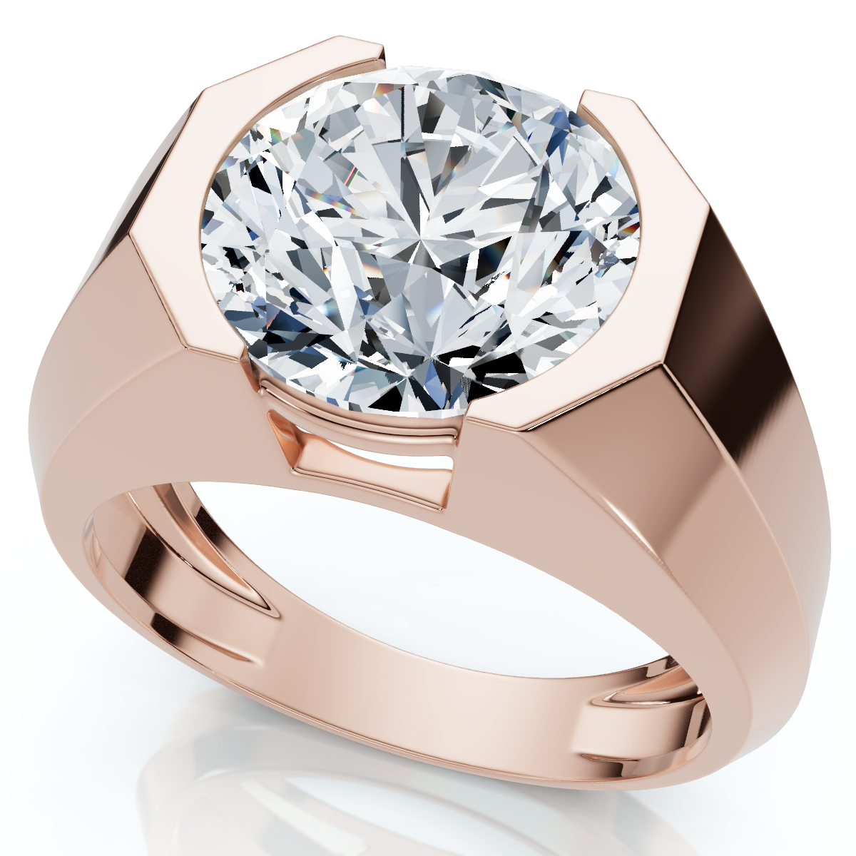 Certified 5 Ct Elon Signature Men's Bezel Diamond Ring Lab Grown