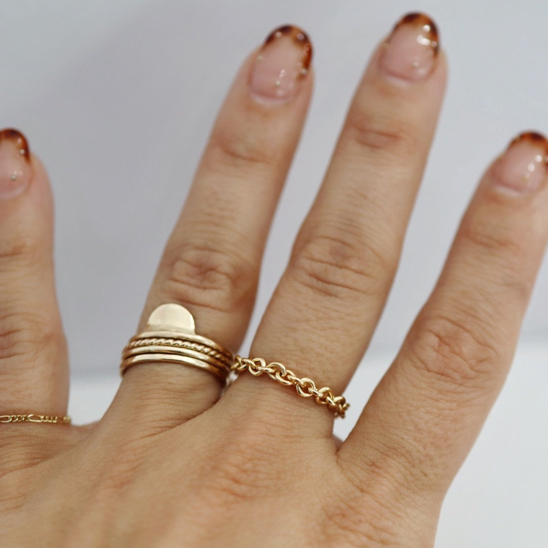 Sunset Circle Stacking Ring in 14 Karat Yellow Gold or Sterling Silver