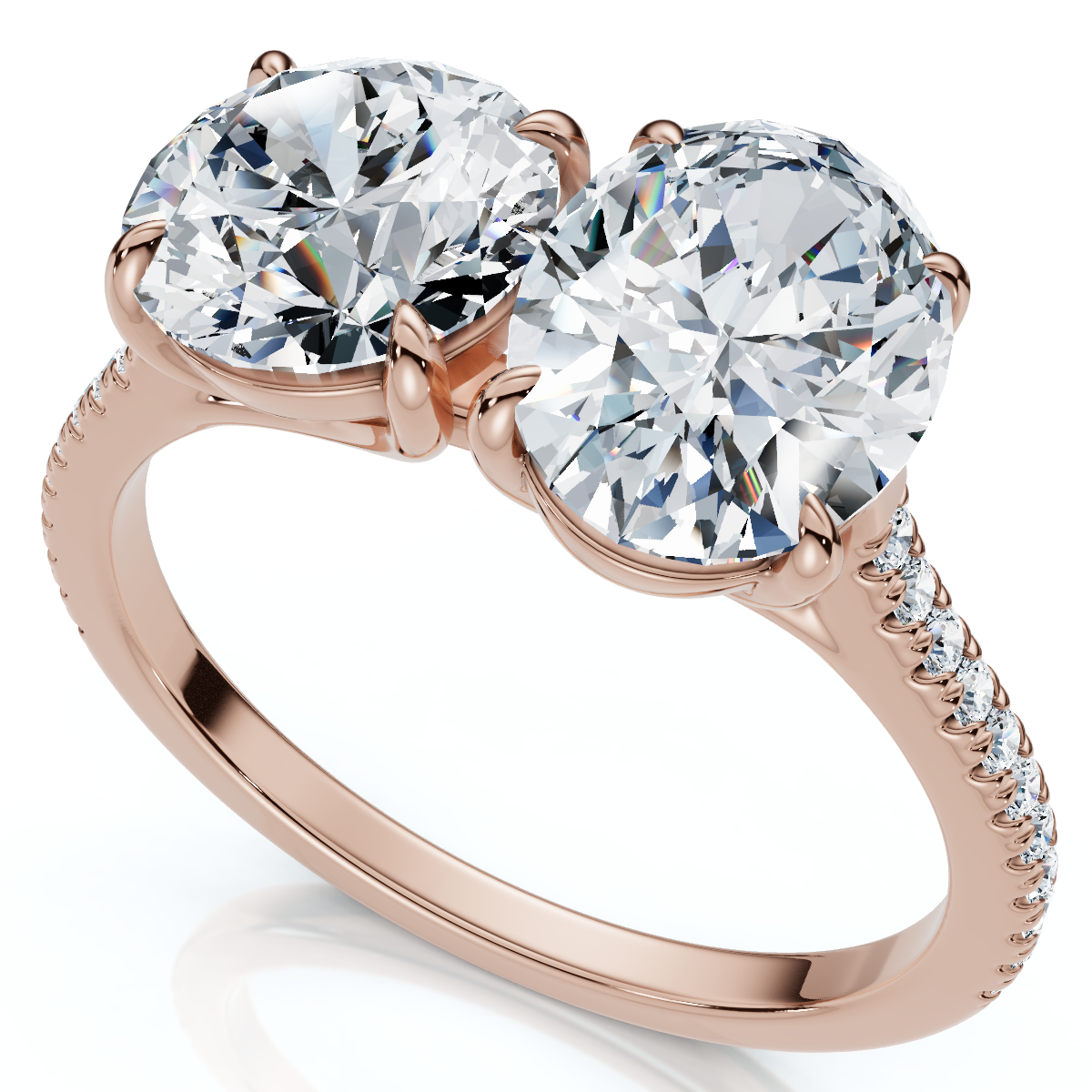 2 1/10Ct Toi et Moi Oval & Round Diamond Ring 14k Gold or Platinum Lab Grown