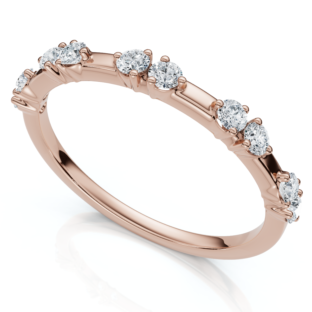 1/5Ct Unique Alternating Diamond Wedding Band 14k White Gold Lab Grown