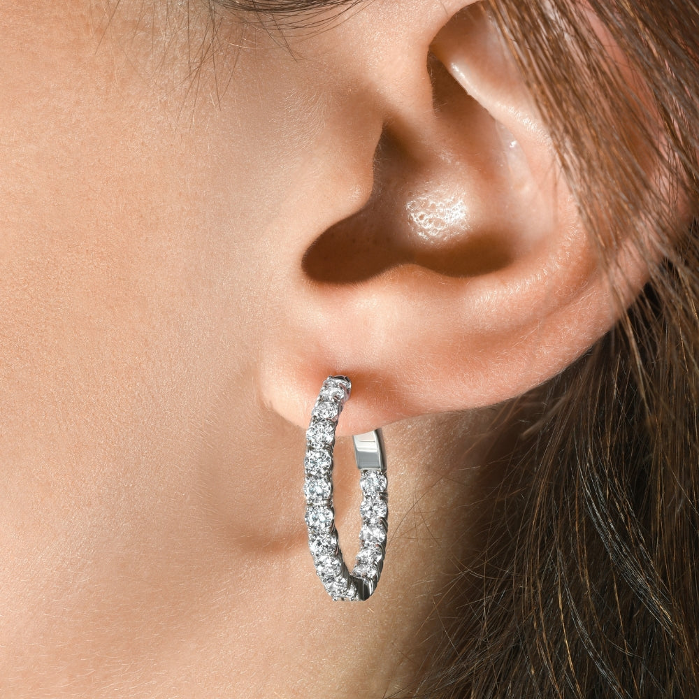 2.05Ct Diamond Inside Outside Hoops 14k Gold Women's Earrings Lab Grown 1" Tall