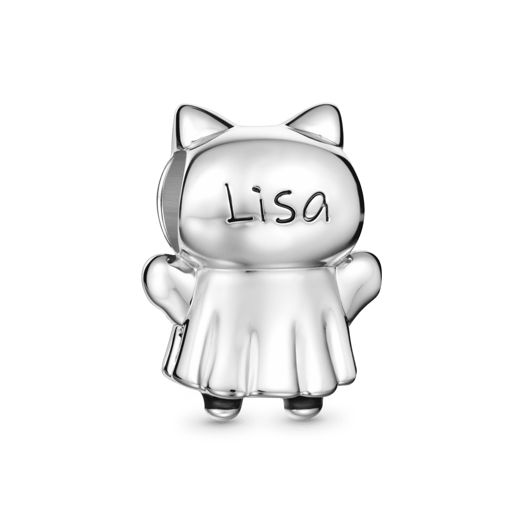 Gnoce Engravable Ghost Cat Charm