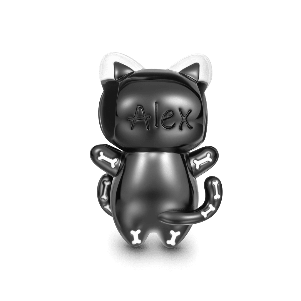 Gnoce Engravable Skull Cat Charm