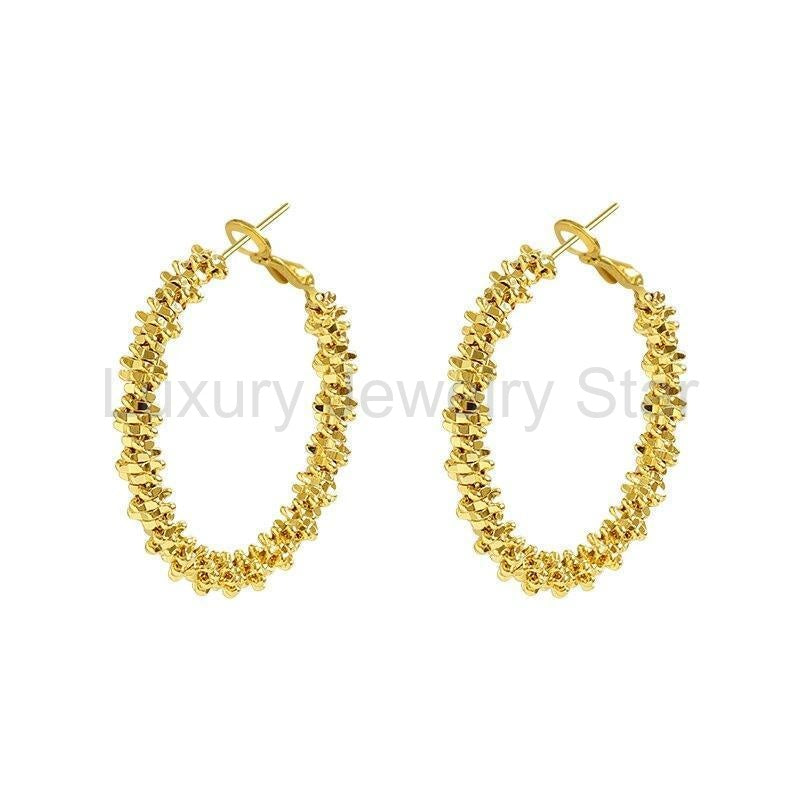 Gold Hoop Statement Earrings - image 4