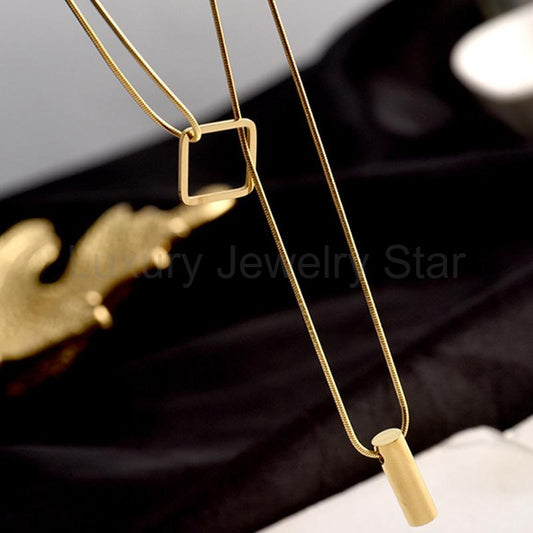 Square Titanium Steel Necklace - image 2