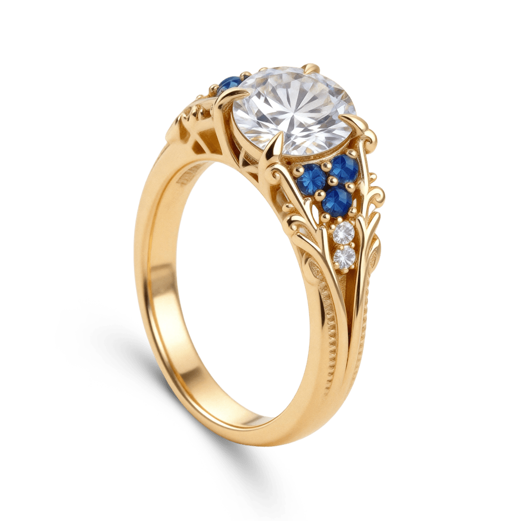 Gnoce Nature-Inspired Round-cut Engagement Ring