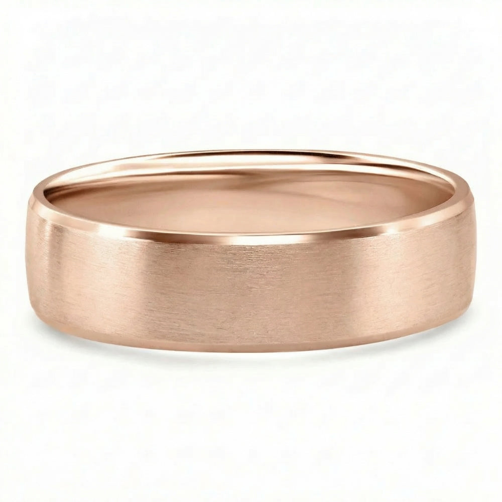 Men's Brushed Beveled Edge Weddign Band 14k Gold or Platinum