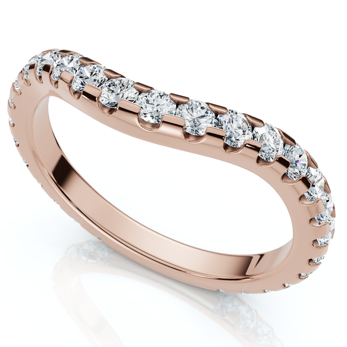 3/4Ct Curved Pave Diamond Wedding Anniversary Ring 14k Gold Lab Grown