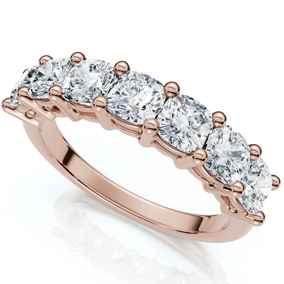 1 3/8Ct Cushion Cut Seven Stone Wedding Ring 14k Gold Lab Grown