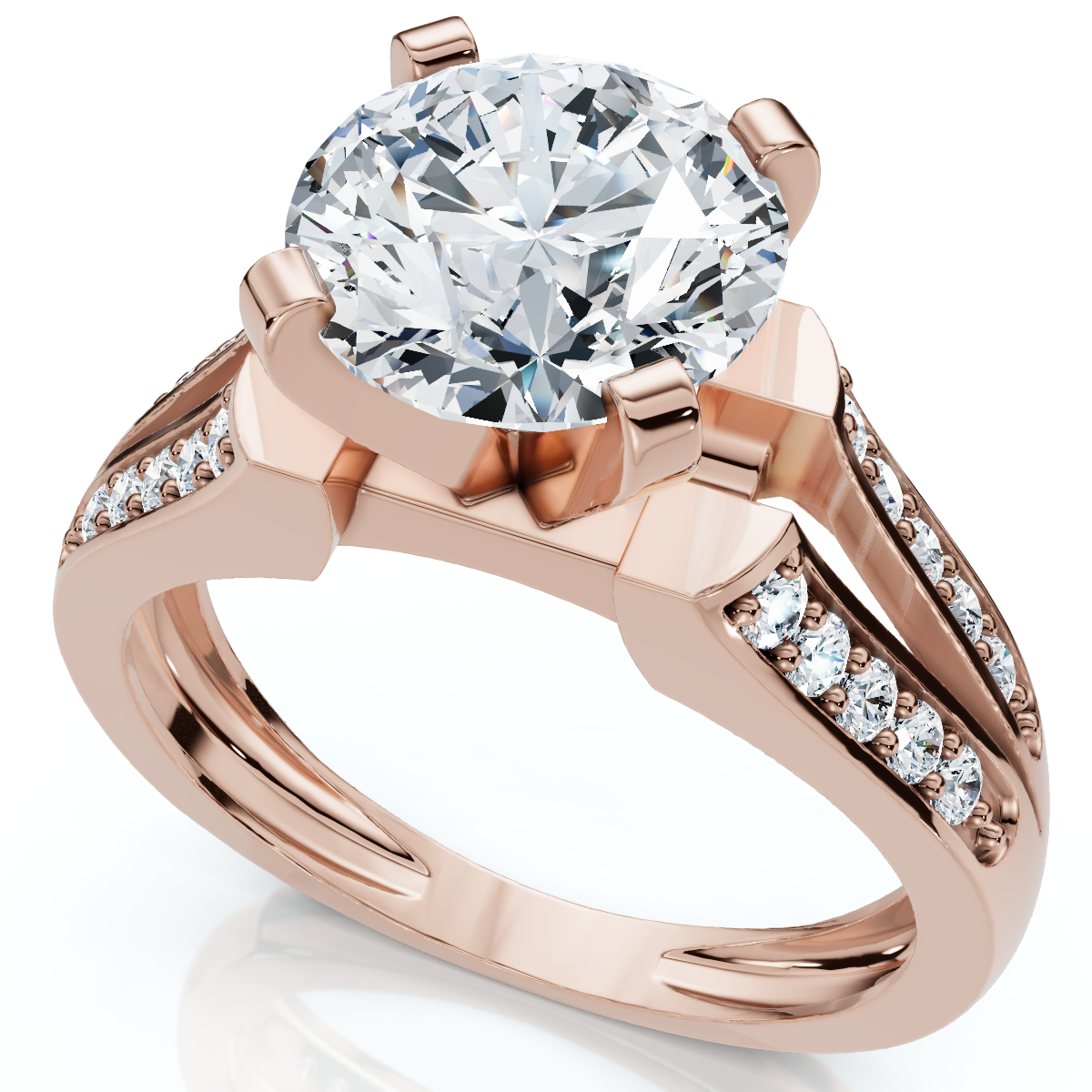 Certified 2 1/5Ct Alexa Diamond Engagement Ring 14k Gold Lab Grown (2ct center)