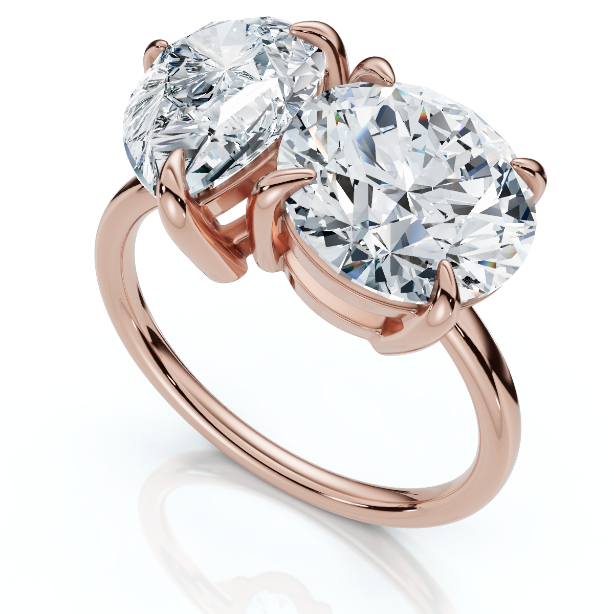 Certified Toi Et Moi 5Ct Diamond Ring 14k Gold Lab Grown