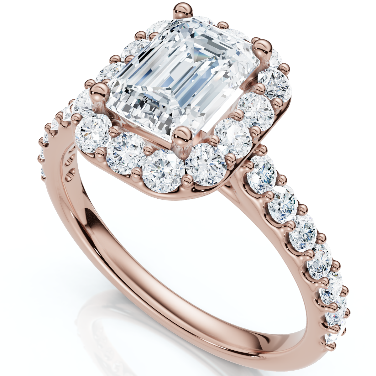 1 3/4Ct Emerald Cut Diamond Halo Engagement Ring 10k Gold Lab Grown