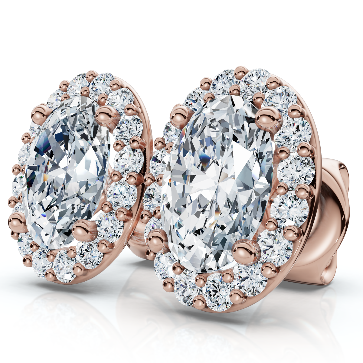 2 1/2Ct Oval Diamond 14k Gold Lab Grown Halo Earrings