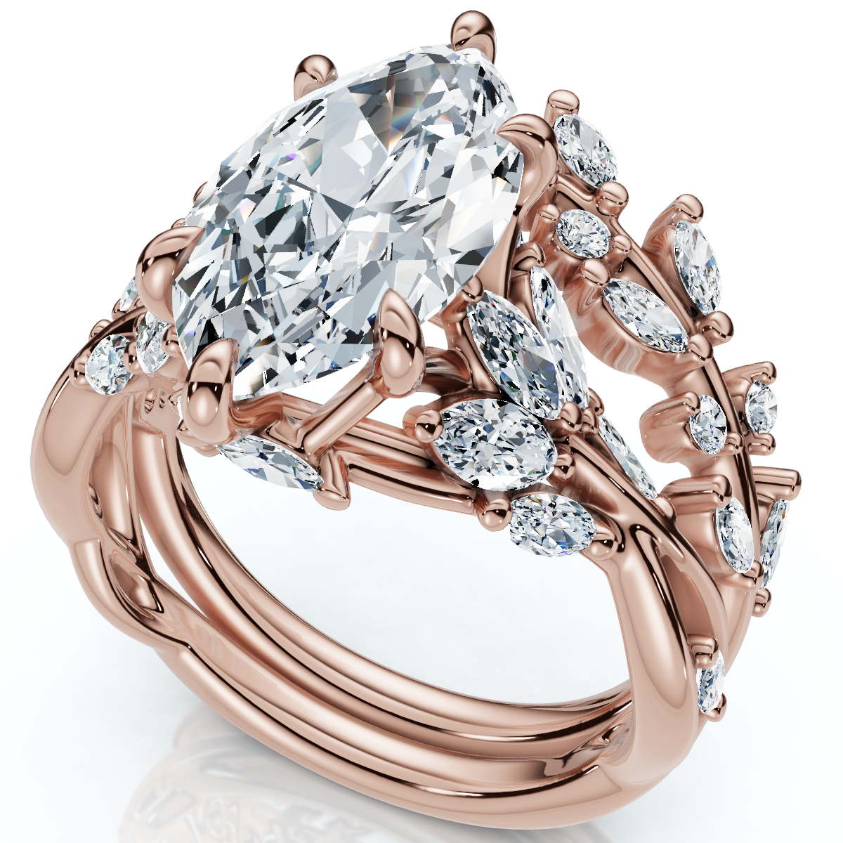 Certified 4ct Vinea Marquise Diamond Engagement Ring Set 14k Gold Lab Grown