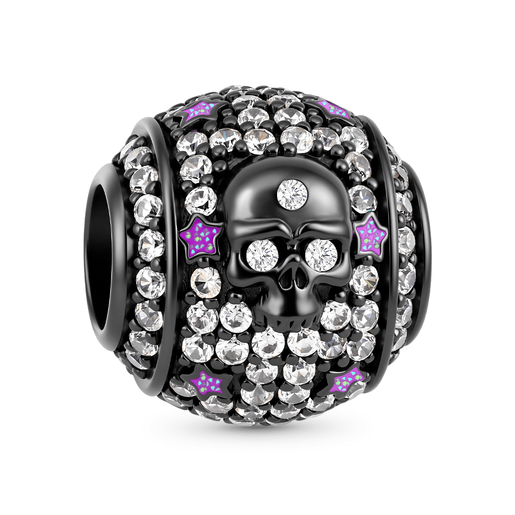 Gnoce Star Skull Charm Platinum-plated Silver Blend