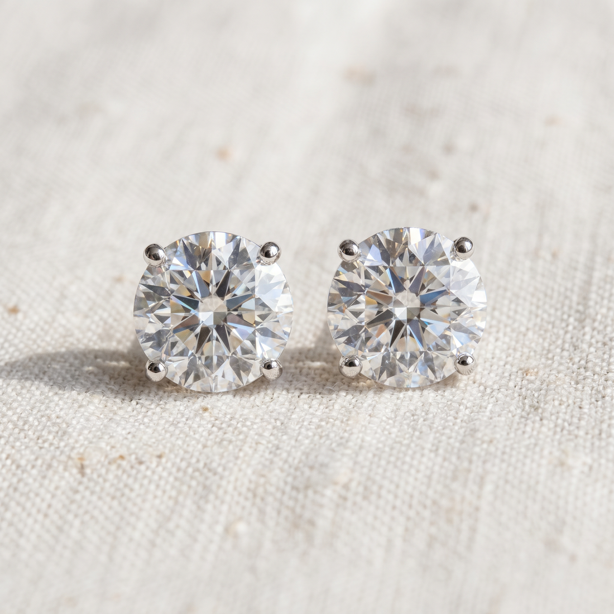 Round Four Prong Diamond Studs Lab Grown 14k Gold