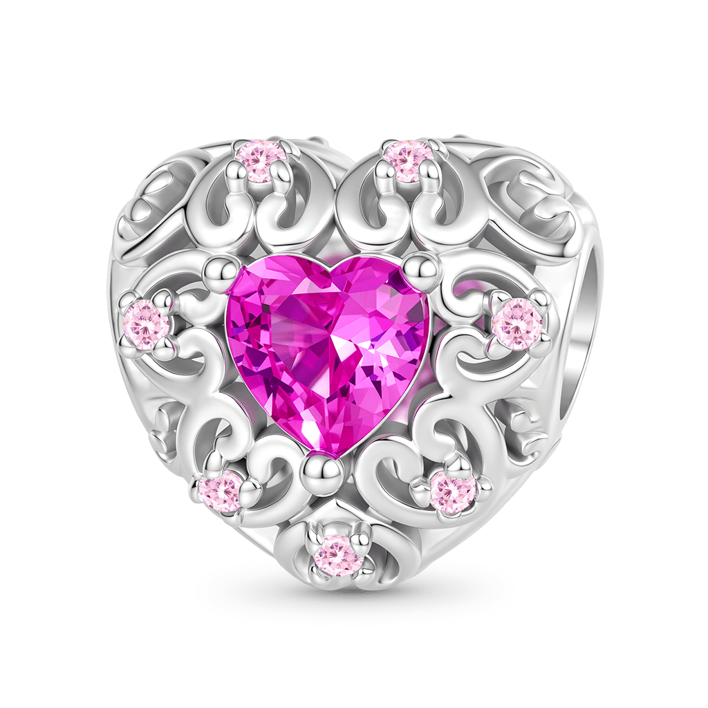Gnoce Hollow Love Heart Charm Platinum-plated Silver Blend