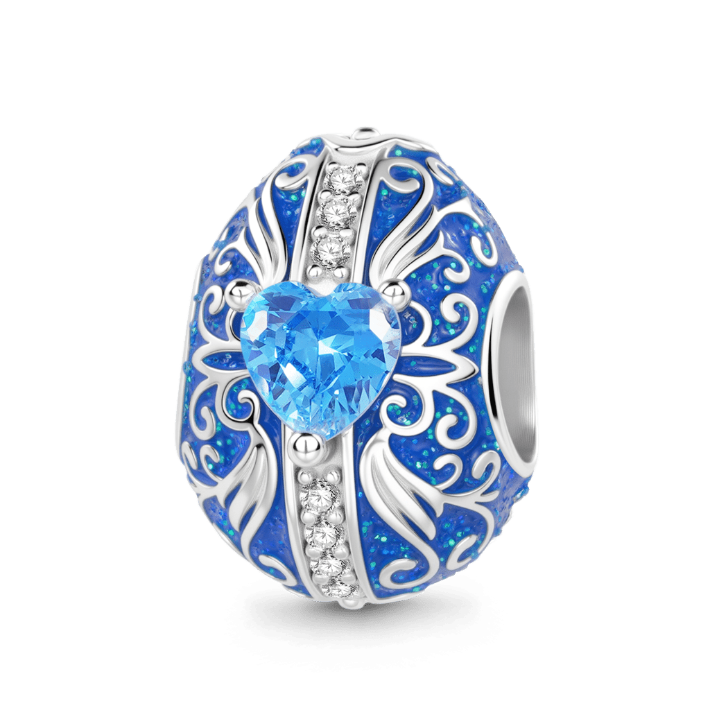 Gnoce Easter Egg Charm Platinum-plated Silver Blend