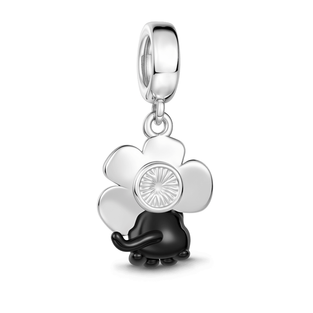 Gnoce Cannibal Flower Black Cat Charm Platinum-plated Silver Blend